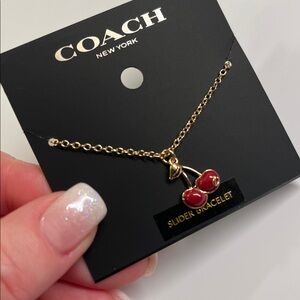 Coach Double Cherry Charm Slider Bracelet NWT